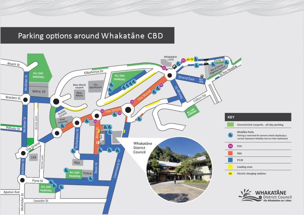 Whakatāne Town Parking Map