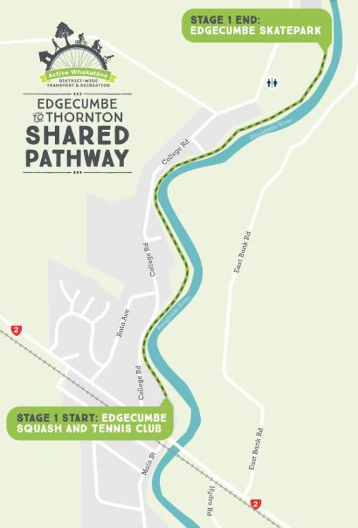 Map showing Stage 1 of the Edgecumbe to Thornton Shared Pathway