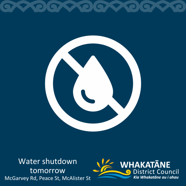 Water shutdown tomorrow for parts of Whakatāne central