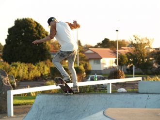 Skateboarder at park