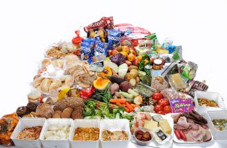 42.4 kg of food found in household rubbish bins.
