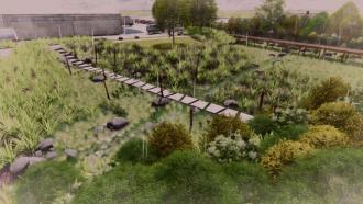 Rendering of the Peace Street Stormwater park
