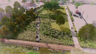 Rendering of the Peace Street Stormwater area
