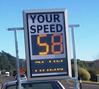 A roadside speed indicator.