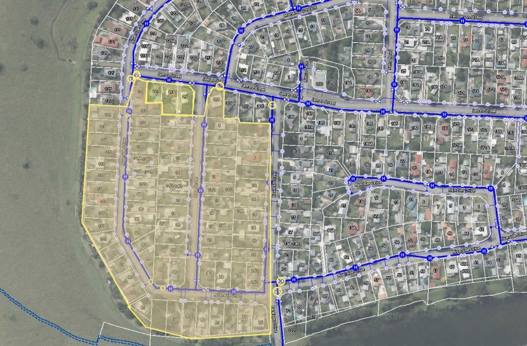 Map showing area of planned water shut down. 