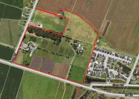 map showing where the land is on Huna Road Plan Change 8: Huna Road area