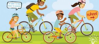 Animated family on bikes