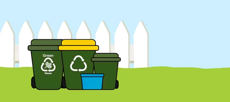 Animated rubbish bins on kerbside