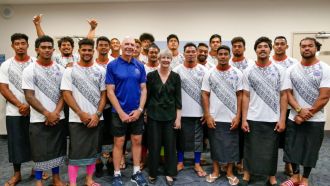 Mayor-Elect Judy Turner and the Samoan Sevens team