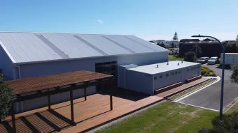 Aerial view of Wharfside venue and toilets